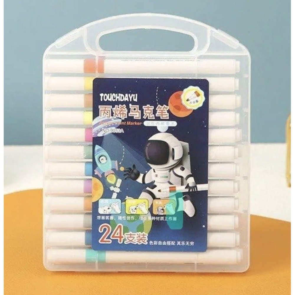 NEW! Touchdayu 24 pc Acrylic Paint Marker Set Water-based Medium Point w/ Case